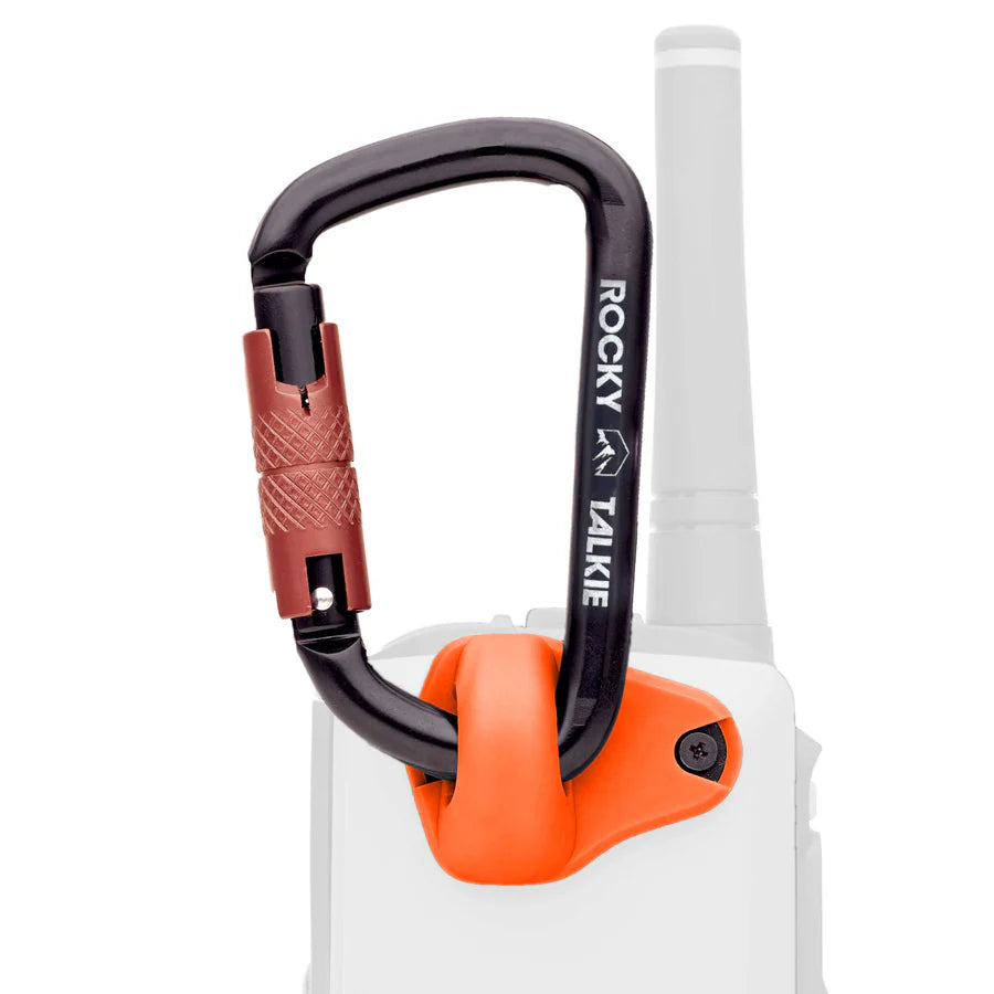 Rocky Talkie Trango Quantum Carabiner in Triton Orange — 24g double wiregate carabiner for radio and gear attachment