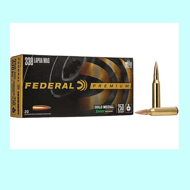338 Lapua Mag Federal Gold Metal Sierra Matchking 250 Grain