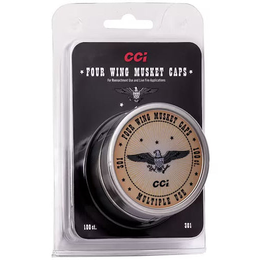 CCI 4-wing musket caps for black powder muzzleloader ignition — reliable percussion ignition for traditional muzzleloaders