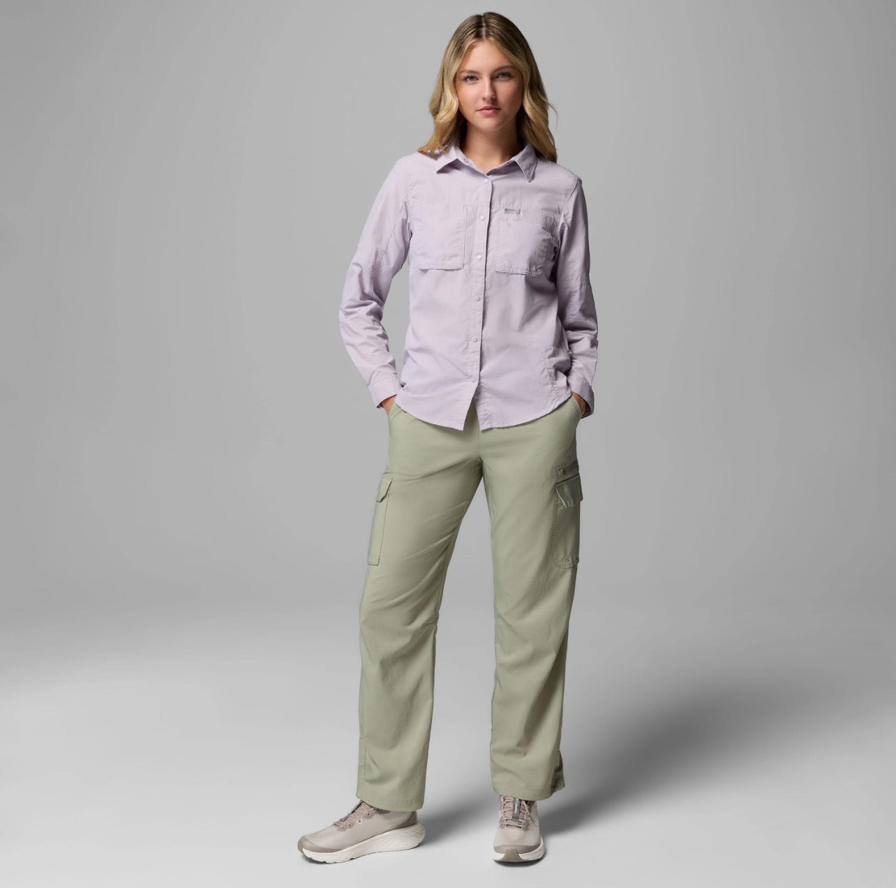 Columbia Skien Valley Women's Long Sleeve Shirt in Purple — women's outdoor long sleeve top with UPF sun protection