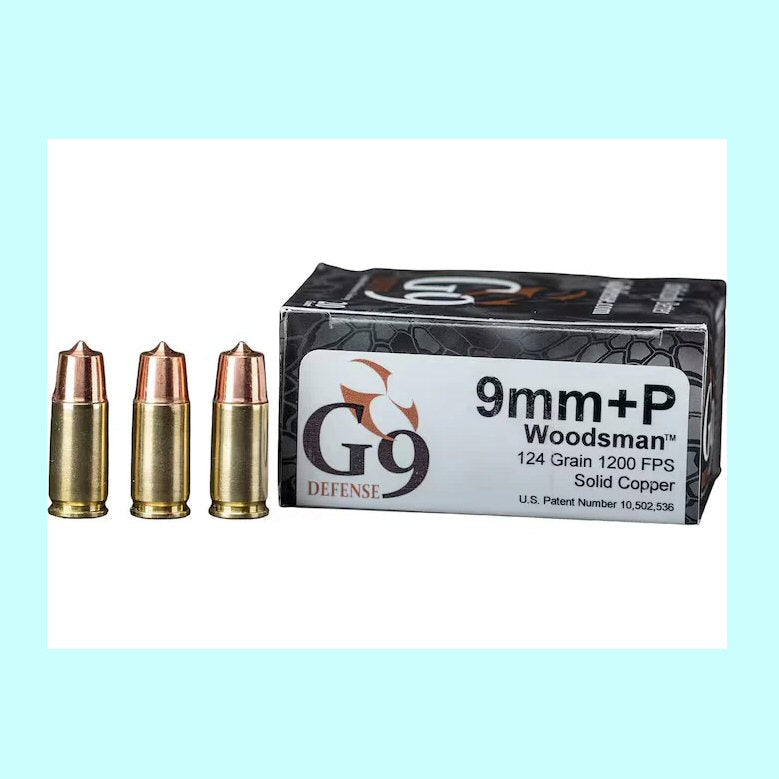 9mm +P 124gr Woodsman Solid Copper – 1350 fps – 20 Rounds