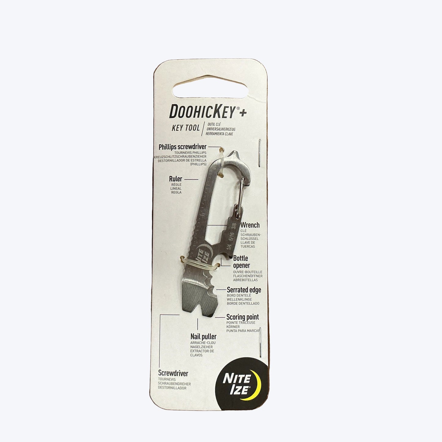 Nite Ize DoohicKey stainless steel key tool — compact EDC with bottle opener, screwdriver and wrench on a keyring