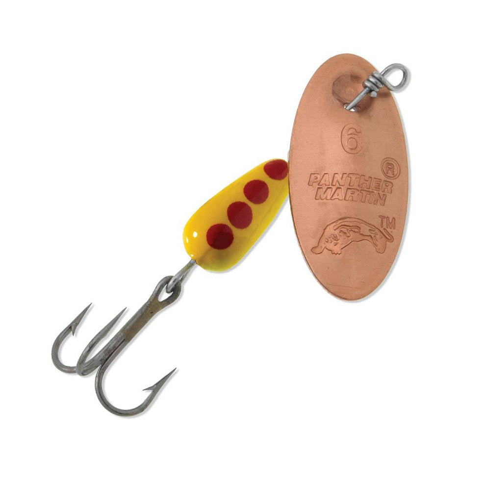 Panther Martin 1/8oz Copper Blade / Yellow Body spinner — classic inline trout spinner for Colorado rivers and streams, available at Glenwood Springs Outdoors