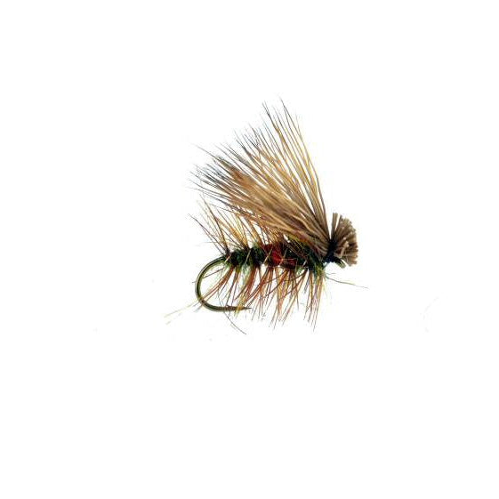 Elk Hair Caddis Royal Coachman attractor dry fly sizes 10, 16 and 18 with peacock herl body and white elk hair wing — available at Glenwood Springs Outdoors