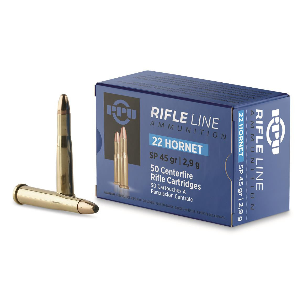 22 Hornet PPU Rifleline Ammunition 45gr SP