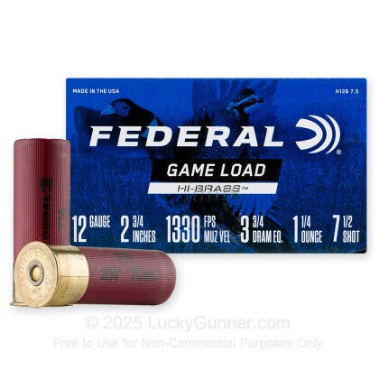 Federal Game Load Hi-Brass 12GA 2 3/4 1330FPS 1 1/4OZ #7.5