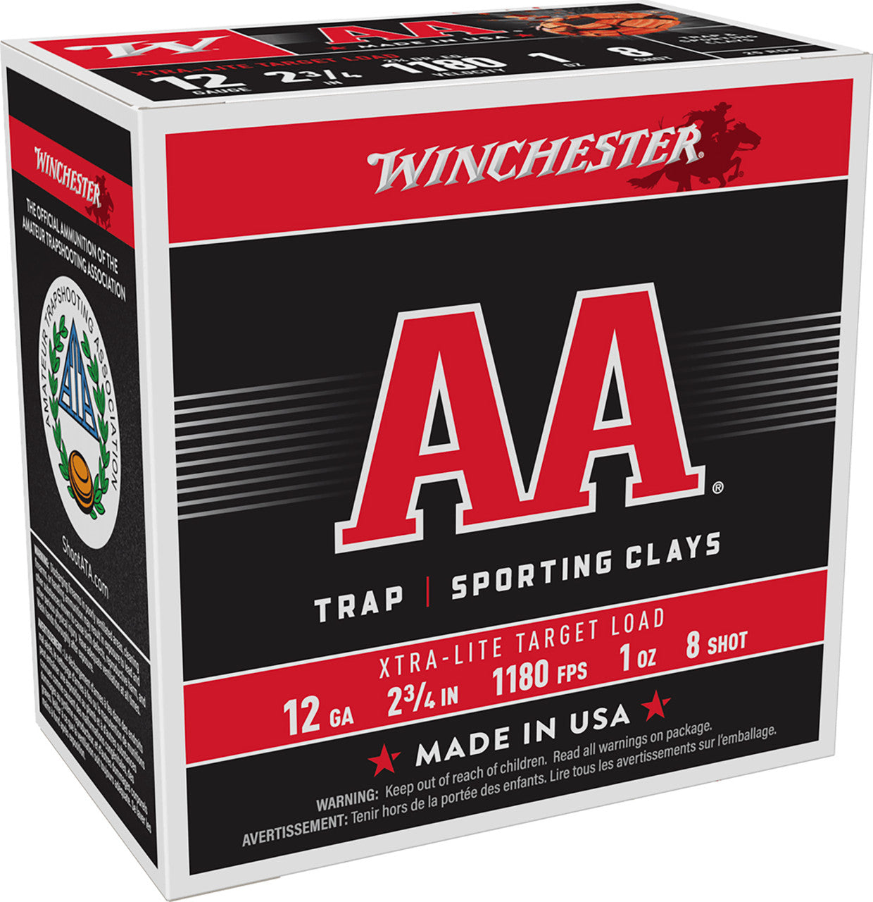 Winchester AA Xtra-Lite 12ga Target Load 1oz. 8# 1180FPS - Case