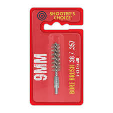 Shooter's Choice 9mm Phosphor Bronze Bore Brush – 8-32 Thread, Fits 9mm/.38/.380 Caliber Pistols