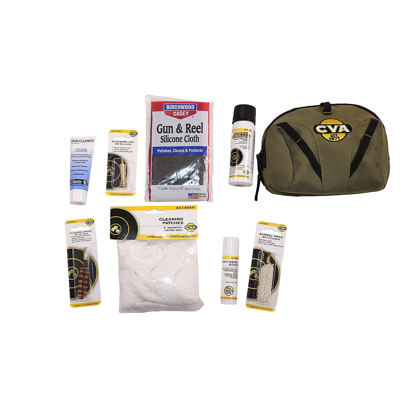 CVA 8-Piece Field Cleaning Kit – Complete .50 Caliber Muzzleloader Maintenance in a Canvas Waistband Case