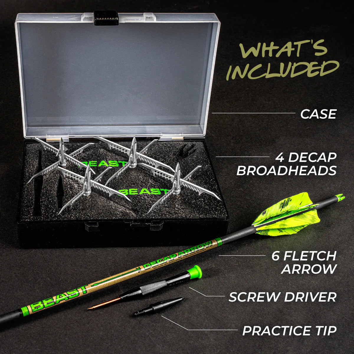 Beast Turkey Decapitation System mechanical broadhead, 3" 145gr and 4" 165gr options, for bowhunting turkey