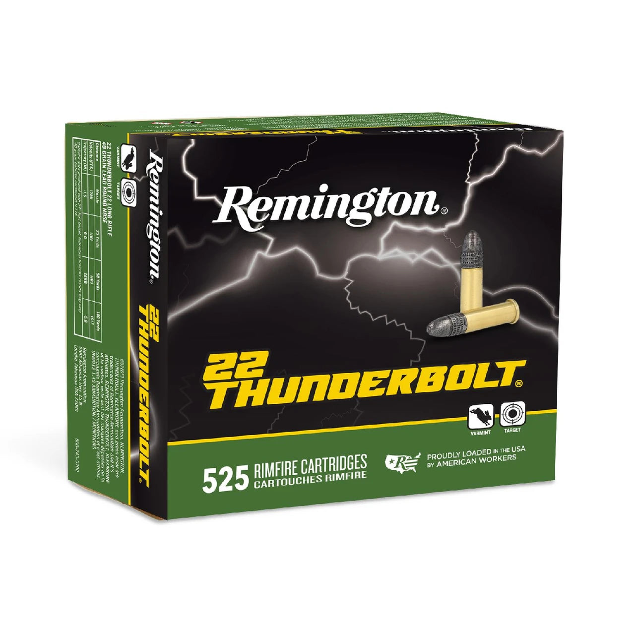 Remington Thunderbolt .22LR 40gr round nose rimfire ammunition box