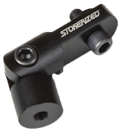 Stokerized Universal Offset Bracket for compound bows — adjustable stabilizer positioning for 3D, target, and hunting archery