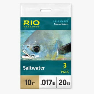 RIO Saltwater Leader 10-foot 16lb 3-pack — fly fishing saltwater leader for bonefish, redfish, and stripers, available at Glenwood Springs Outdoors