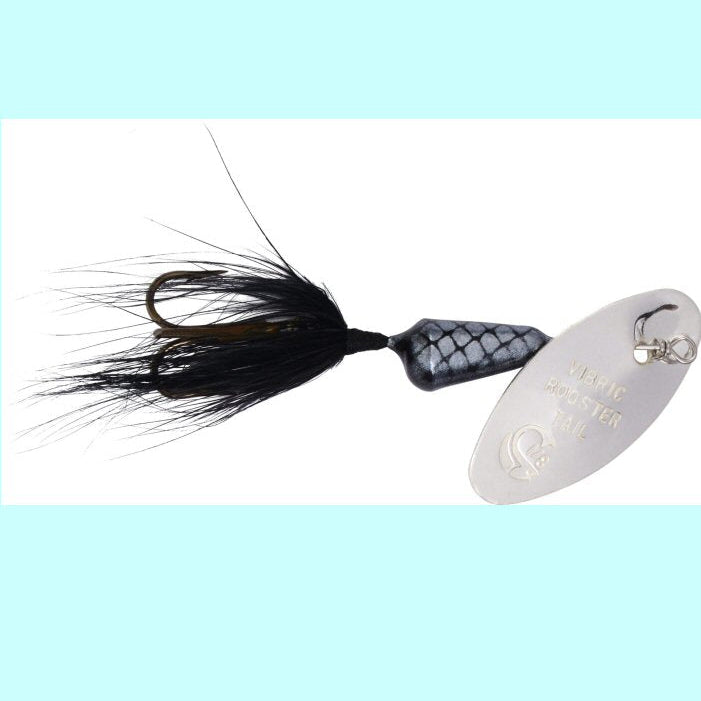 Worden’s Vibric Rooster Tail 1/4 oz Inline Spinner - Black Mylar - BLMY