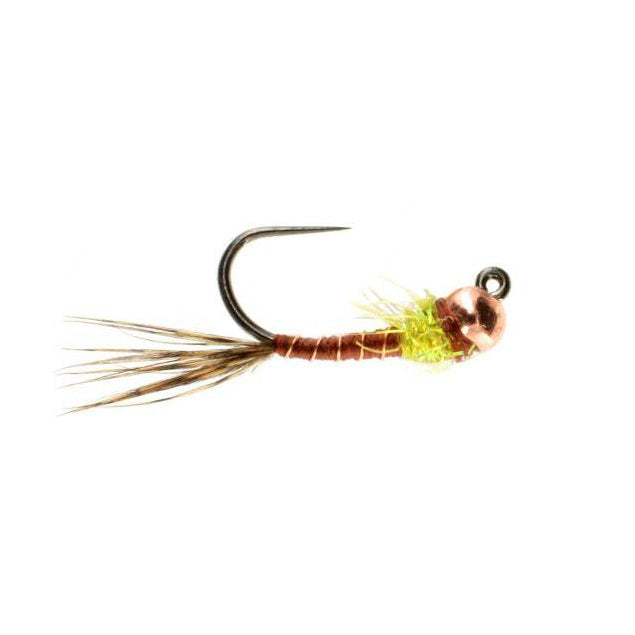 Jiggy Sulphur Nymph TB tungsten jig sulphur mayfly nymph size 18 for evening hatch fishing on the Roaring Fork and Frying Pan rivers in Colorado