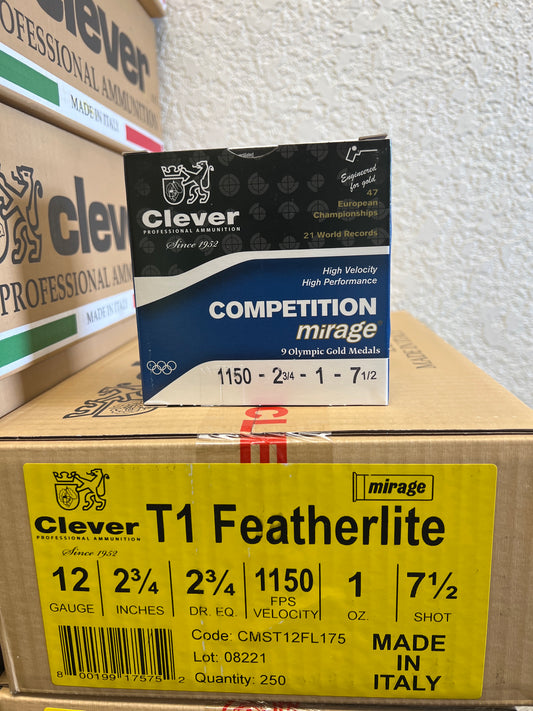 Clever T1 Featherlite 12 Gauge 2¾" 1oz #7.5 Shot 1150fps — Case