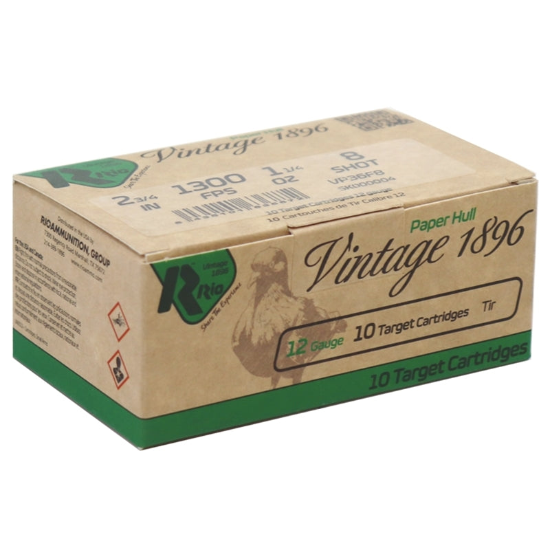 Rio Vintage 1896 Paper Hull 12ga  2 3/4"  1 1/4oz.  1350FPS  #8  10CT.