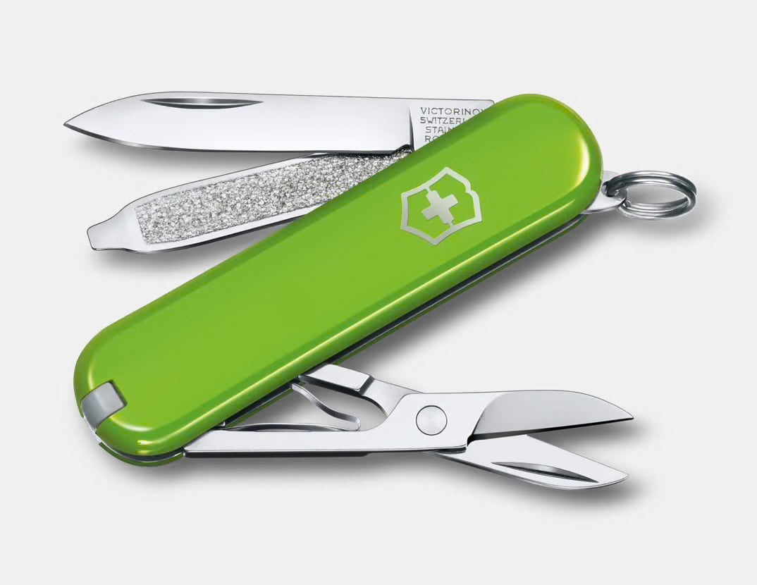 Victorinox Classic SD Swiss Army Knife in Green — 7-tool keychain pocket knife, 2.3in