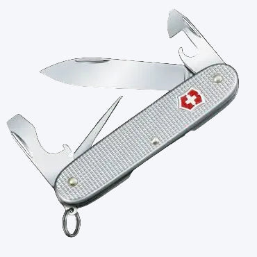Victorinox Pioneer X Silver Alox Swiss Army Knife — ribbed silver Alox scales with precision scissors for everyday carry