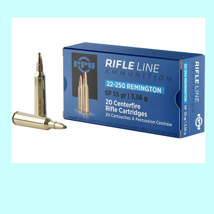 22-250 Rem PPU Rifleline 55gr SP 3680 fps 20rds