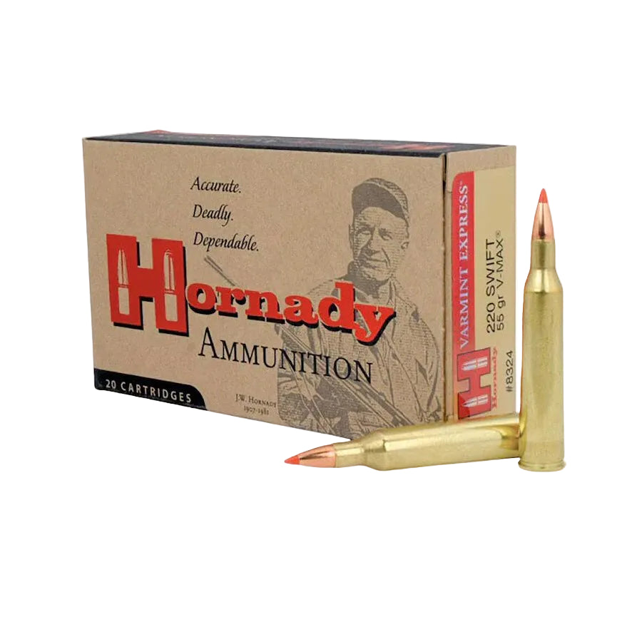 220 Swift Hornady Varmint Express 55gr V-Max 3680 fps 20rds