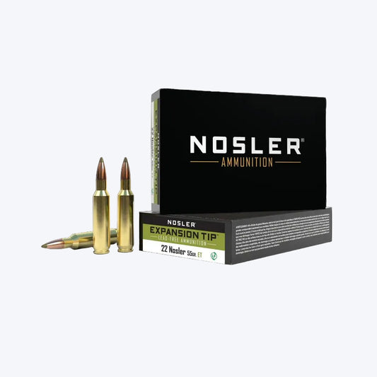 22 Nosler 55gr Expansion Tip 3500 fps 20rds