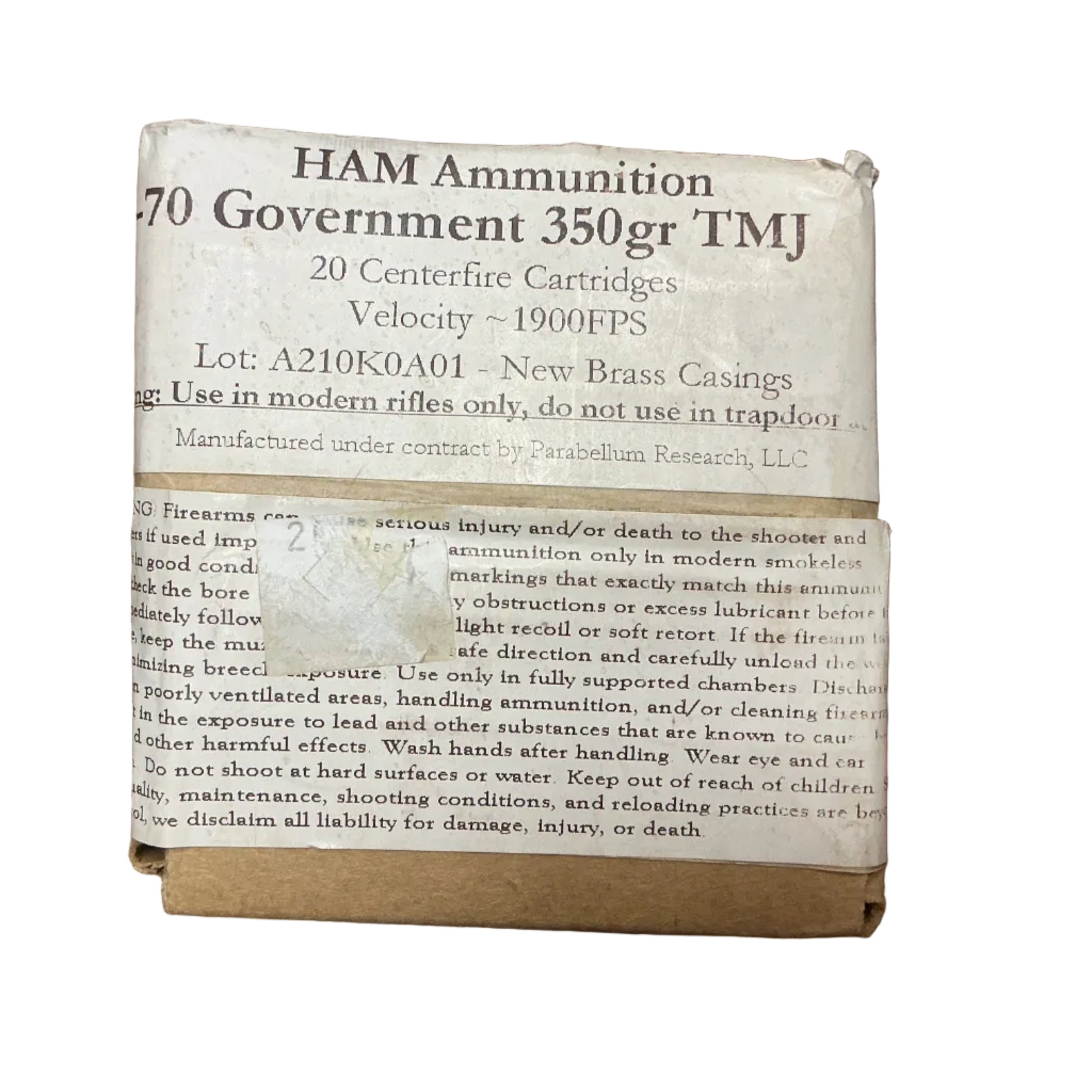 45-70 Government HAM Ammunition . – 350 Grain TMJ