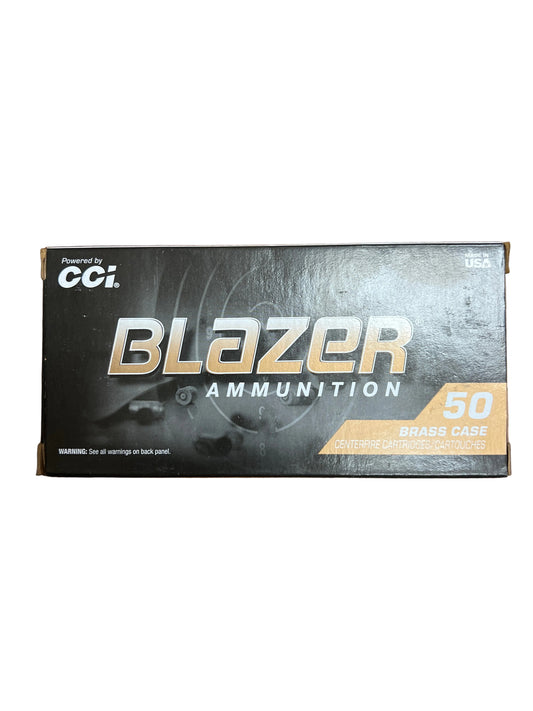 Blazer .38 Special 125gr FMJ ammunition box, 50 rounds of aluminum-cased revolver range ammo
