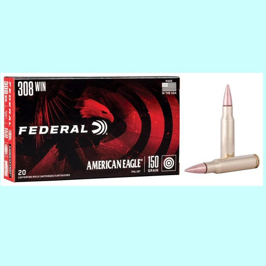 308 Win, American Eagle Rifle, 150 Grain, Full Metal Jacket Boat-Tail, 2820 fps