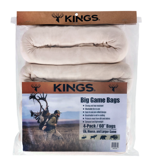 Kings Camo Big Game Bags 4-pack — breathable meat bags for elk and deer field care on Colorado backcountry hunts, available at Glenwood Springs Outdoors