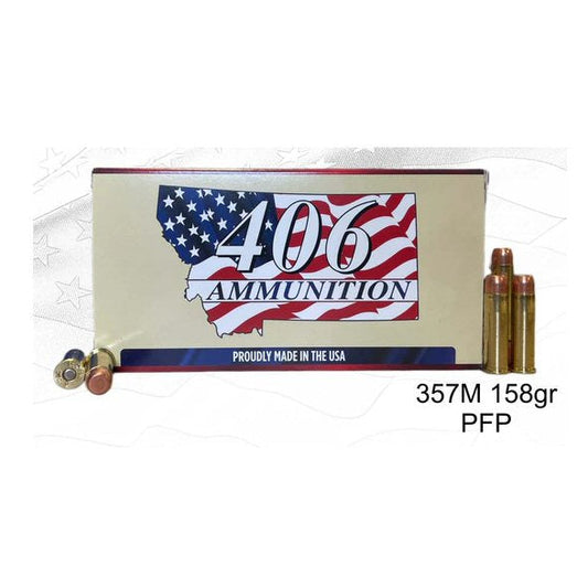 406 Ammunition .357 Magnum 158gr Plated Flat Point 50-round box revolver ammunition