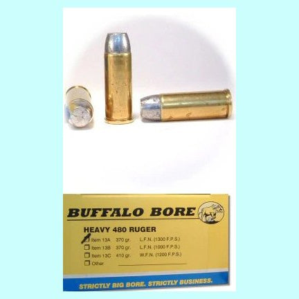 480 Ruger 370gr Hard Cast Buffalo Bore Heavy – 1200 fps – 20 Rounds