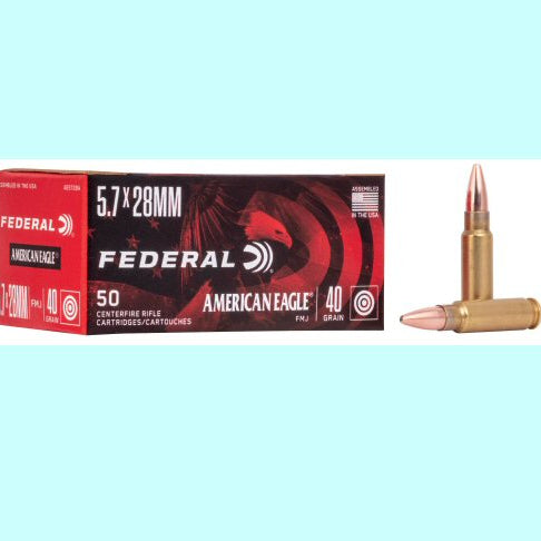 5.7x28mm 40gr FMJ American Eagle – 1655 fps – 50 Rounds