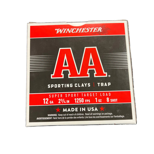 Winchester AA sporting clay trap 12 ga 2 3/4 in 1250fps 1oz 8shot