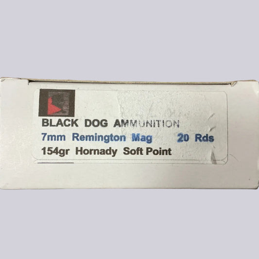 7mm Rem Mag Black Dog Ammo 154gr Hornady SP