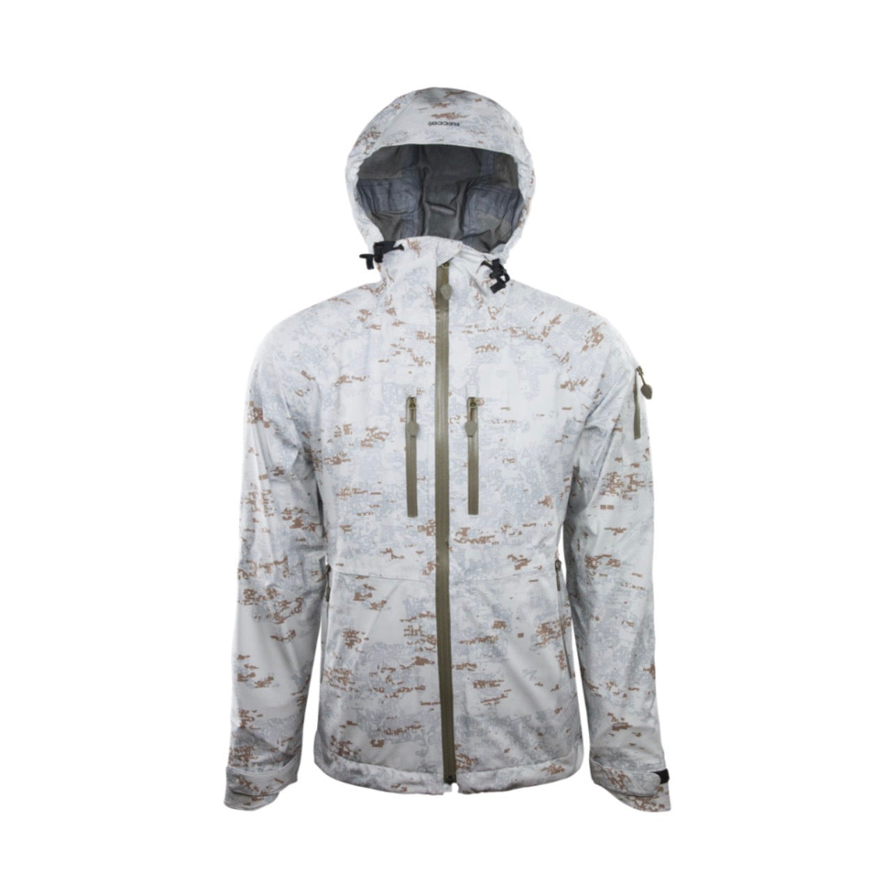 Forloh AllClima 3L Rain Jacket in White Camouflage — waterproof-breathable hunting rain gear with RECCO reflector