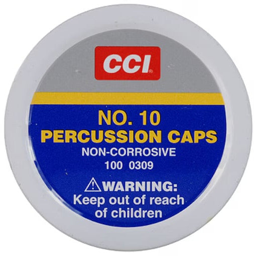 CCI #10 percussion caps for black powder muzzleloaders — non-corrosive reliable ignition — Glenwood Springs Outdoors