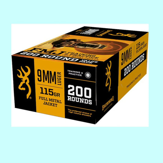 9mm 115gr FMJ Browning – 1155 fps – 200 Rounds case