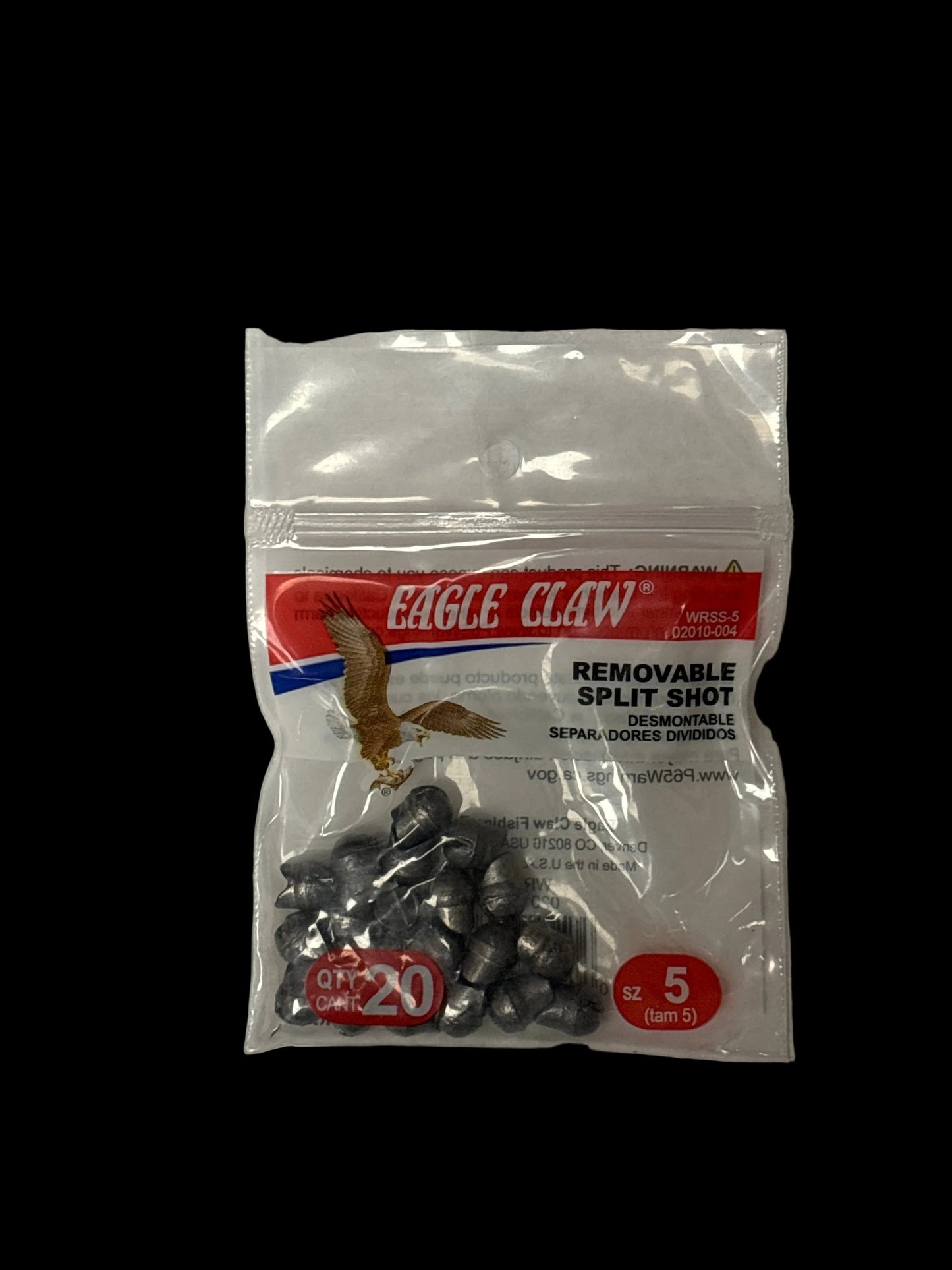 Eagle Claw Split Shot fishing sinkers — easy pinch-on design, multiple sizes for river and stream fishing
