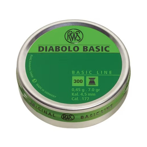RWS Diabolo Flat Nose .177 caliber wadcutter pellets — 500-count tin, copper-plated for target shooting and small game