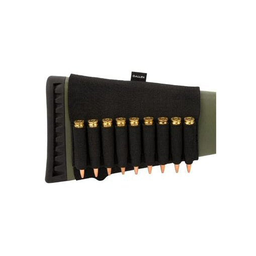 Allen Rifle Cartridge Holder — stock-mounted ammo holder for quick field access to rifle cartridges during deer, elk, and big game hunting