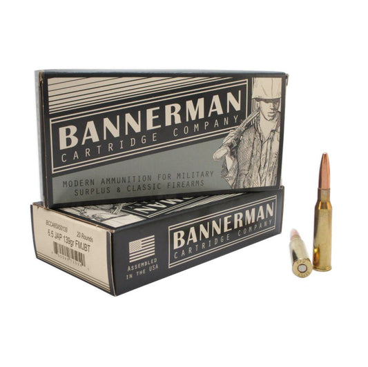Bannerman 6.5x50 Japanese Arisaka surplus rifle ammunition for Type 38 and Type 99 bolt-action rifles