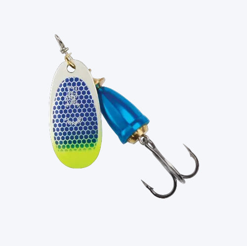 Blue Fox Blue Chartreuse UV spinner fishing lure — available at Glenwood Springs Outdoors, Glenwood Springs, CO