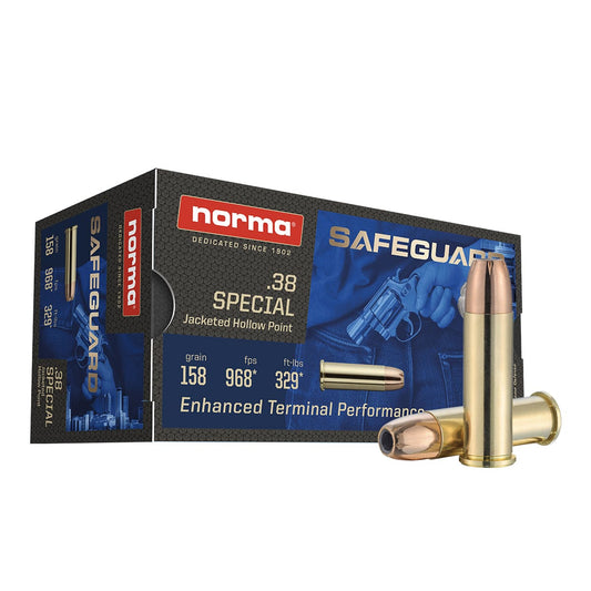 38 Special Norma Safeguard 900 fps 158 Grain JHP 50 Rounds