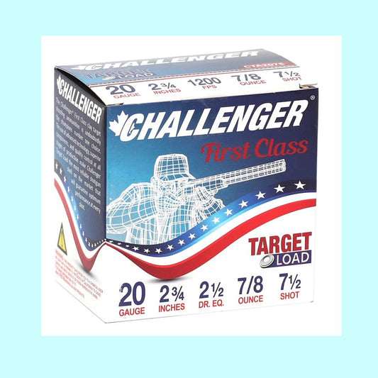 Challenger First Class Target Load 20 Gauge 2-3/4" 7/8 oz #7.5 Shot – 1150 fps - Case