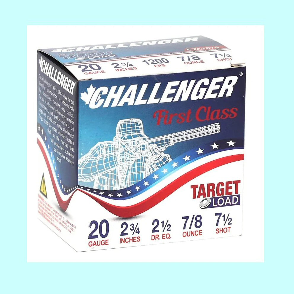 Challenger First Class Target Load 20 Gauge 2-3/4" 7/8 oz #7.5 Shot – 1150 fps