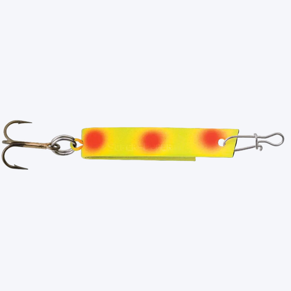 Luhr-Jensen Super Duper Size 500 1” Length - Chartreuse/Fire Dot