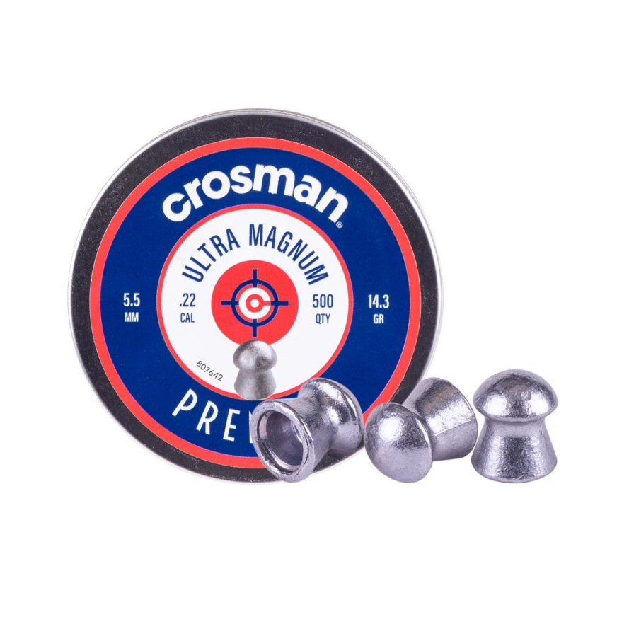 Crosman Ultra Magnum pointed airgun pellets in .22 and .177 caliber, 500 count pack