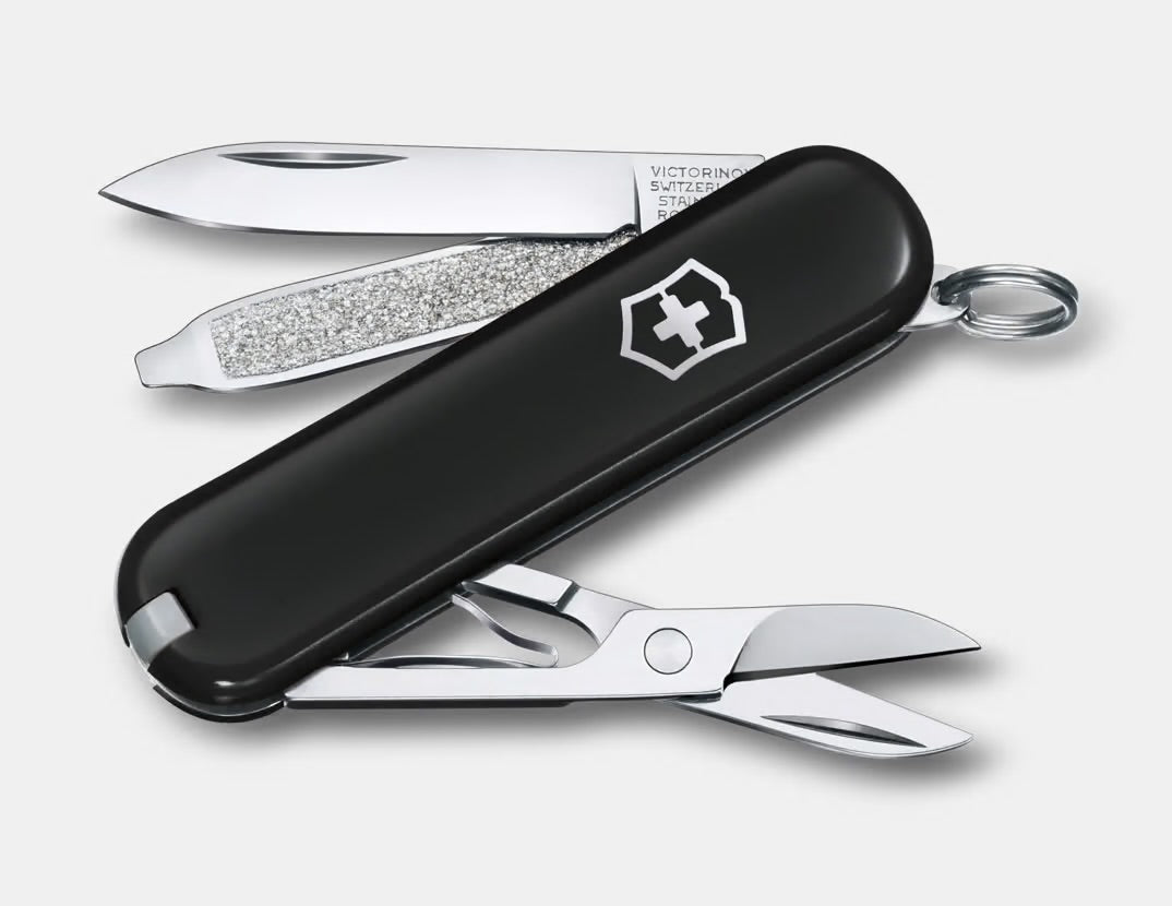 Victorinox Classic SD Swiss Army Knife in Black — 7-tool keychain pocket knife, 2.3in
