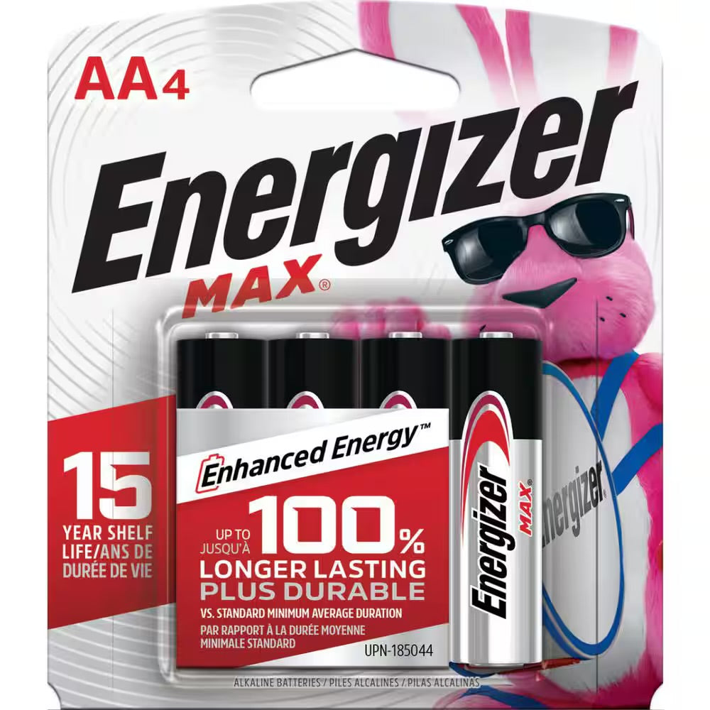 Energizer MAX AA alkaline batteries, four-pack